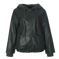 안지크 울 니트 후드 레더 점퍼 AI3JP5130