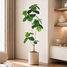 居家人氣心葉榕 1.6米室內大型仿真植栽 贈送花盆, 綠, 1個