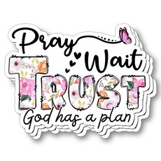 (3개) Pray Wait Trust God Has a Plan 스티커 기독교 영감을 주는 신앙 비닐 방수 데칼 동기 부여 종교 선물 성경 책 노트북 휴대폰 물병 텀블러 킨들