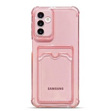 Tuokiou 삼성 갤럭시 S25 FE 케이스 투명 보호 카드 슬롯 범퍼가 있는 슬림핏 낙하 방지 소프트 TPU 지갑 FE용 귀여운 홀더 포켓 투명 186849, Samsung Galaxy S23 FE, 핑크