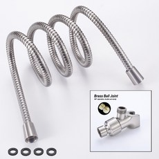 두진 바스 꼬임방지 튜브형 샤워호스, 2m, 실버