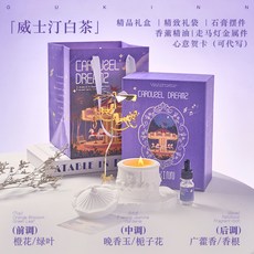 旋轉木馬香薰蠟燭禮盒高級感生日禮物實用香薰精油擴香石蠟燭禮物, 白茶【熱銷】:【套裝】旋轉木馬杯蠟+托盤+金屬件