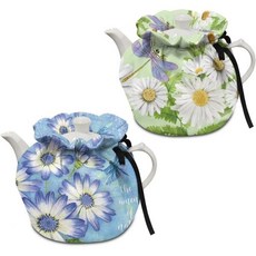 단열 주전자 커버 티포트 코지 주방 티팟 먼지 아침 식사 냄비 워머 커버고무밴드 포함 벌새와 꽃 프린트, 데이지 잠자리