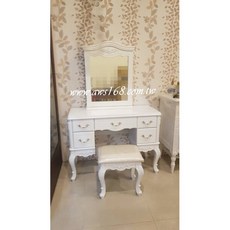 韓式洗白化妝鏡台組含椅子，簡約風梳妝台，附舒適座椅，收納化妝品，提升居家美感
