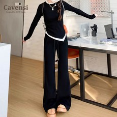 Cavensi 帶口袋高腰顯瘦喇叭褲 運動長褲 女 A136