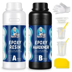 UncleResin 946.4ml(32온스) 에폭시 수지 키트 - 이지 믹스 1:1 크리스탈 클리어 에폭시 레진 셀프 레벨링 황변 없음 기포 주조 없음 예술 공예 주얼리, 32온스