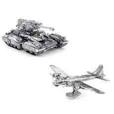 3D 입체 퍼즐 성인용 DIY 조립 모델 금속 모형 교육용 수제 장난감 나무조립 목공놀이 핸드메이드 해부학적 디자인 디오라마 스타일 완구, 1개, AS_천사호 탱크+B17 폭격기