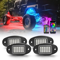 CO 라이트 RGB LED 락 키트 4 포드 APP/RF 리모컨 및 음악 모드 멀티컬러 네온 외장 조명 12v IP68 ATV UTV 골프 카트 트럭 보트 RV용