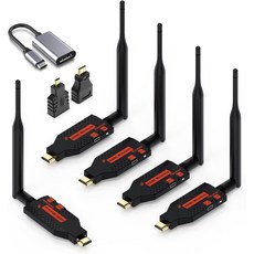 무선 HDMI 4 수신기 및 송신기 1대 200FT60M 4K 디코딩 1080P 출력 플러그 앤 플레이 2.45.8G @60Hz 휴대용 멀티 TV 익스텐더 키트 노트북과