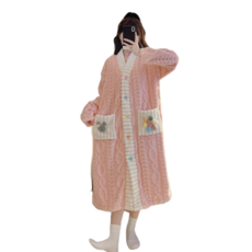 M~5XL 겨울 빅사이즈 여성샤워가운 프리미엄 수딩 융털 홈웨어 골프가운 미디엄 롱 수면 파자마