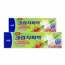 크린랲 크린 슬라이딩 지퍼백 대 27 x 28 cm, 15개입, 2개, 대(L)