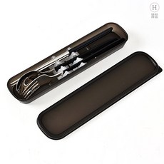 휴대용 수저 포크세트 캠핑용 커트러리 세트 블랙 식기 숟가락