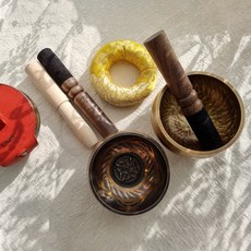 라즈니 싱잉볼 씽잉볼 테라피 미니 릴렉스종 힐링 요가 명상도구, 패턴싱잉볼+기본스틱, 1개