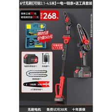 鋰電高枝鋸電動高枝剪充電式加長桿伸縮修剪樹枝剪果樹園林高空鋸, 1個, 6寸無刷【可鋸2.1-4.5米】10節一