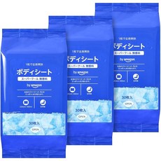 by Amazon 바디 시트 슈퍼 쿨 무향료 30매×3개, 1개