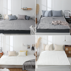 포근하고 부드러운 5mm 겨울 극세사 패드 밴딩 패밀리사이즈 매트리스 침대 패드, Gray