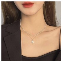 두줄 진주 체인 데일리 초커 골드 여성 실버 팬던트 목걸이 레이어드