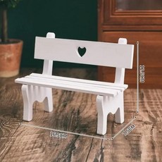 빈티지 인테리어 소품 미니 크리에이티브 인형 집 가구 장난감 단색 소형 벤치 촬영 배경 정원 장식, White