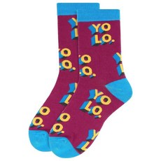 Forest & Twelfth 여성용 크루 컷 양말 Miscallaneous Fun 테마 독특한 그래픽 양말 프리 사이즈 자폐증, 욜로 퍼플
