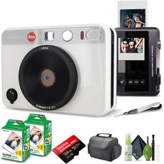 라이카 소포트 2 하이브리드 즉석 사진 필름 및 디지털 카메라 검정색 19190 LCD 디스플레이 번들 후지필름 20장 + 128GB 메모리 카드 가방 세척 키트, White, W/ 40 Sheets