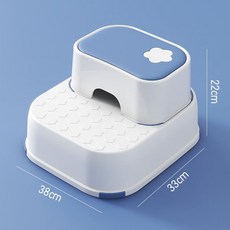 兒童墊腳凳 腳踏凳 踩腳凳 防滑安全加寬設計, 雙層【藍白】送防滑墊-自由拆卸