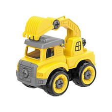 雪倫小舖 擰螺絲DIY可拆裝玩具車 可組裝工程車玩具 直升機 推土機 汽車組裝玩具, 挖土車, 1個