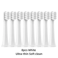 XIAOMI MIJIA T100 브러시 헤드 용 8PCS 교체 가능 소닉 전동 칫솔 Soft DuPont Bristle Brush 진공 리필 노즐, 8White/One Size
