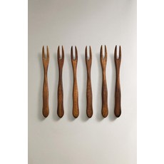 자라 zara 나무 애피타이저 포크 세트(6개입) - 브라운112157, 단일 사이즈