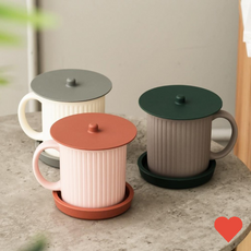 국산 실리콘 컵뚜껑 머그잔 덮개 커버 홀더, 펌킨헌터그린, 1개