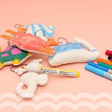 치료미술 바다생물 봉제인형 색칠키트 5종세트/ 특별활동 따라그리기 성경학교 어린이DIY 볼터치, 1개, 패브릭마카추가