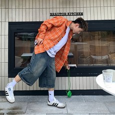 남성 체크 셔츠 봄 가을 캐주얼 남방