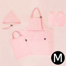 디오유엔 작업보호패브릭 앞치마 세트 핑키 M