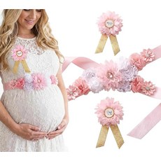 Elfzone 베이비 샤워 벨리 새시 - 핑크 리본 엄마 투 be Sach 새틴 리본 벨리 밴드 결혼식 임산부 베이비 샤워 파티 사진 촬영용 핑크 446784