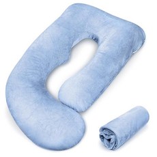 임산부 베개 커버 J자형 교체용 커버(커버만 해당) 베개용 부드러운 전신 수면 및 임신 지원 제공 지퍼가 달린 100% 벨벳 범용 핏 블루 192763, Jshape-블루