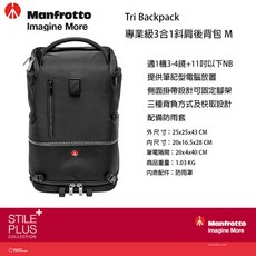 Manfrotto 曼富圖 Tri Backpack M 專業級3合1斜肩後背包, 1個