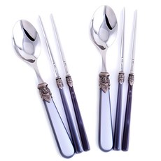 EME 拿破崙韓式餐具, 灰色, 湯匙 2支+筷子 2雙, 2組