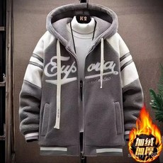 限時下殺 150公斤 8XL大尺碼男裝 大碼男連帽外套 港風羊羔絨外套男秋冬新款潮流寬鬆大碼連帽棉服休閒百搭保暖棉 V