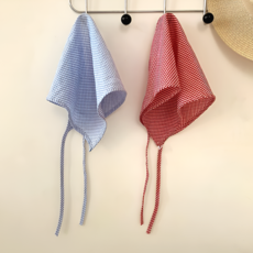 봄별 체크 삼각 두건 보닛 반다나 헤어스카프