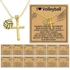 Kingdder 여성용 소프트볼 배구 목걸이 12세트 영감을 주는 황동 십자가 펜던트 주얼리 팀을 위한 기독교 선물 브라스 보석 없음 220002