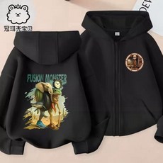 【桃園精選】男童外國山海經外套新款兒童連帽開衫卡通上衣春秋加絨拉鏈...