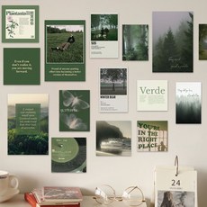 【店鋪熱銷】15張綠色薄霧山嶺ins風墻貼卡片明信片小海報裝飾寢室臥室背景, 1個