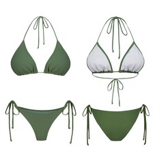 모노소울 에스라인보장 카인 섹시 홀터넥 태닝 수영복 비키니, XL (A-G컵 66-77반 추천), 카키