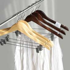 프리미엄 원목 코팅 옷걸이 논슬립 집게형 3개입, 원목 우드집게 옷걸이 (브라운 3P), 1개