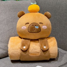 동물 캐릭터 낮잠 담요 쿠션 인형, 카피바라A, 1.0M*1.7M