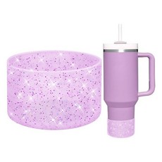 WUQID 보호용 블링 실리콘 부츠 슬리브 Stanley 텀블러 591.5~1.2L(20~40온스) 및 하이드로 플라스크 병 354.9ml(12온스~24온스)와 호환 글리터, 반투명 라벤더