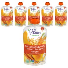플럼오가닉스 어린이 스무디, 버터넛 + 당근 + 병아리콩 + 옥수수(Butternut + Carrot + Chickpea + Corn), 99g, 6개
