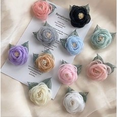 장미 코사지 메쉬 펄 로즈 플라워 45mm 꽃 장식 기타 DIY 부자재 재료, 1개, 펄보라