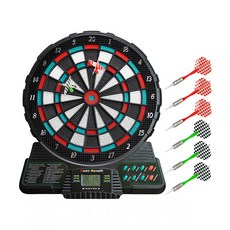 888玩具 888便利購 30公分多功能電子飛鏢靶組 附6個安全飛鏢 1-8人競賽/18種遊戲/LCD螢幕智能計分, 1個, Black