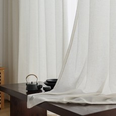 린넨커튼 거실 봄커튼 베이지 내추럴 반차광, 1_미옥 무흠 (밀크 화이트)