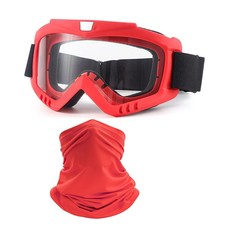 Immoono 더트 바이크 고글 페이스 마스크 포함 오토바이 ATV 모토크로스 스키 고글 레이싱 헬멧 오렌지 프레임 투명 렌즈, 레드